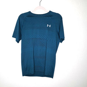 Under Armour Men's Fitted HEATGEAR Blue/Teal Threadborne T-shirt Size Small